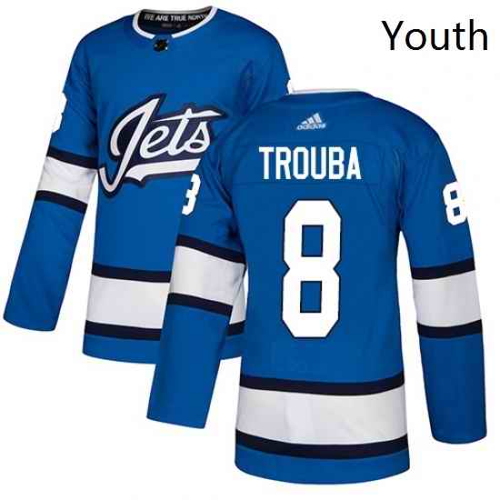 Youth Adidas Winnipeg Jets 8 Jacob Trouba Authentic Blue Alternate NHL Jersey